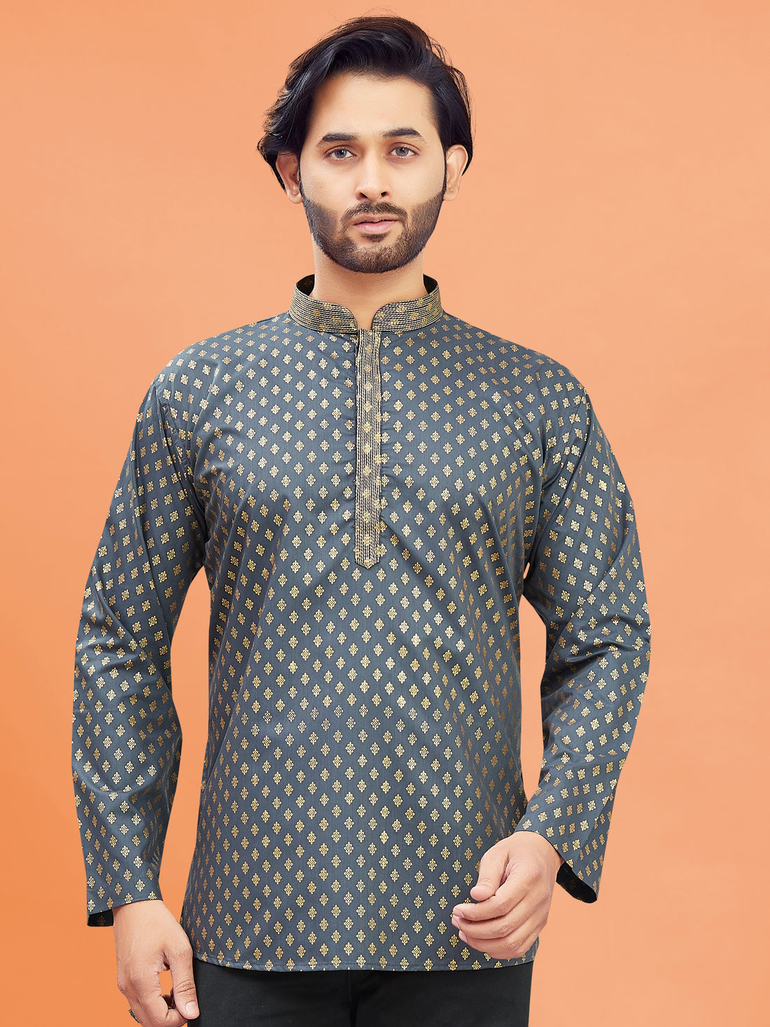 Mens Silk Printed Kurta - Roop Darshan