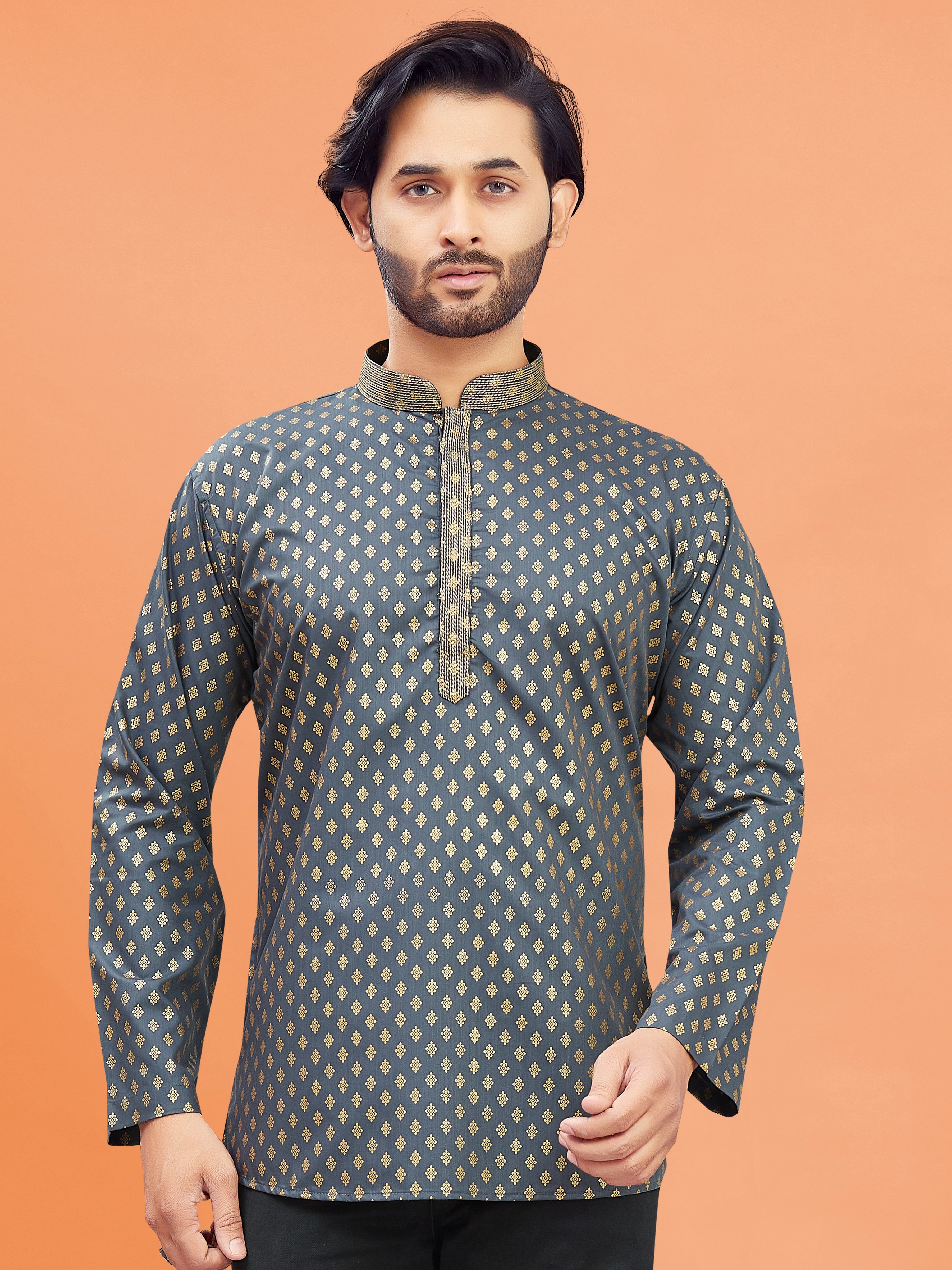Mens Silk Printed Kurta - Roop Darshan
