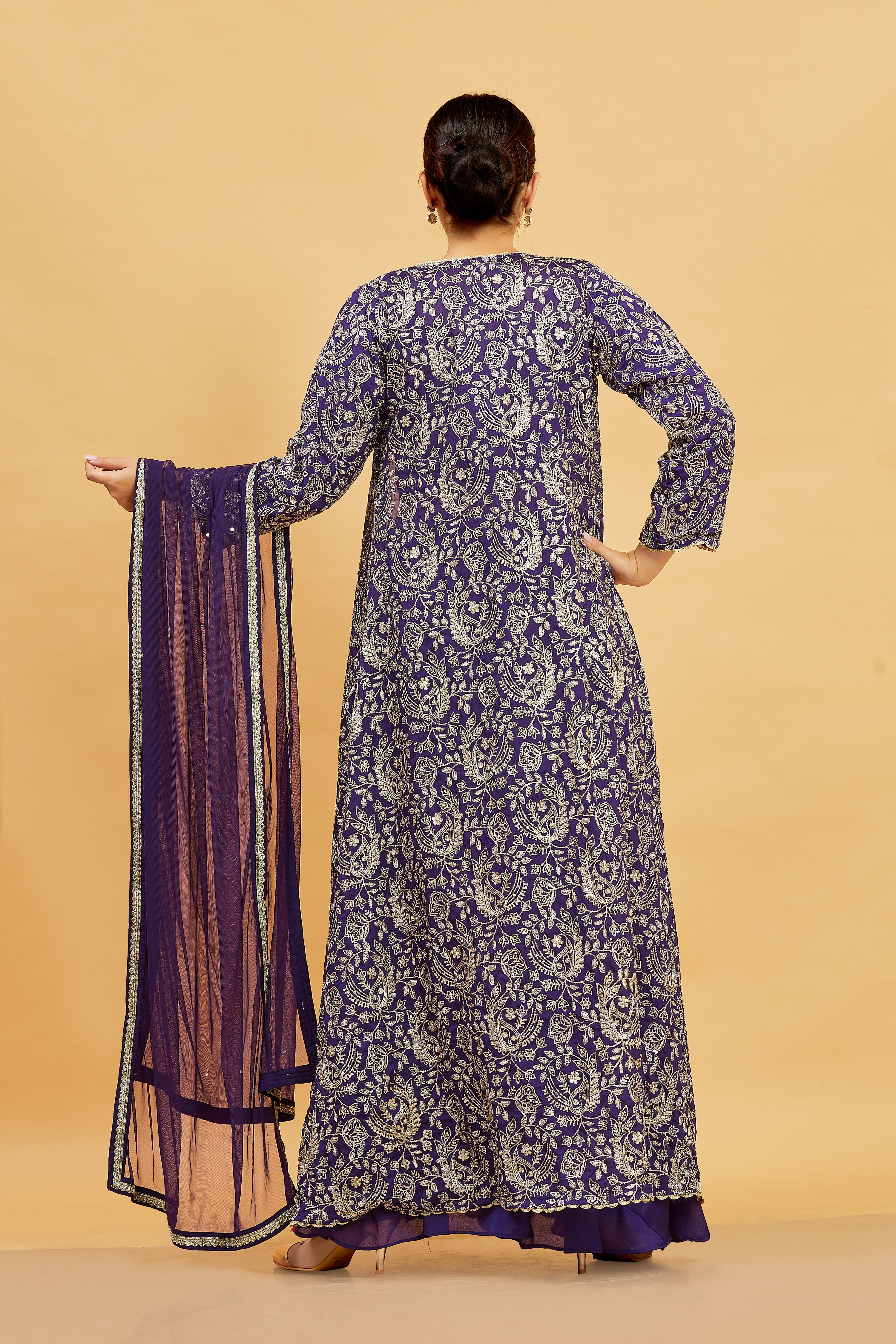 Kashvi Crop Top Palazzo Suit With Jacket - Roop Darshan