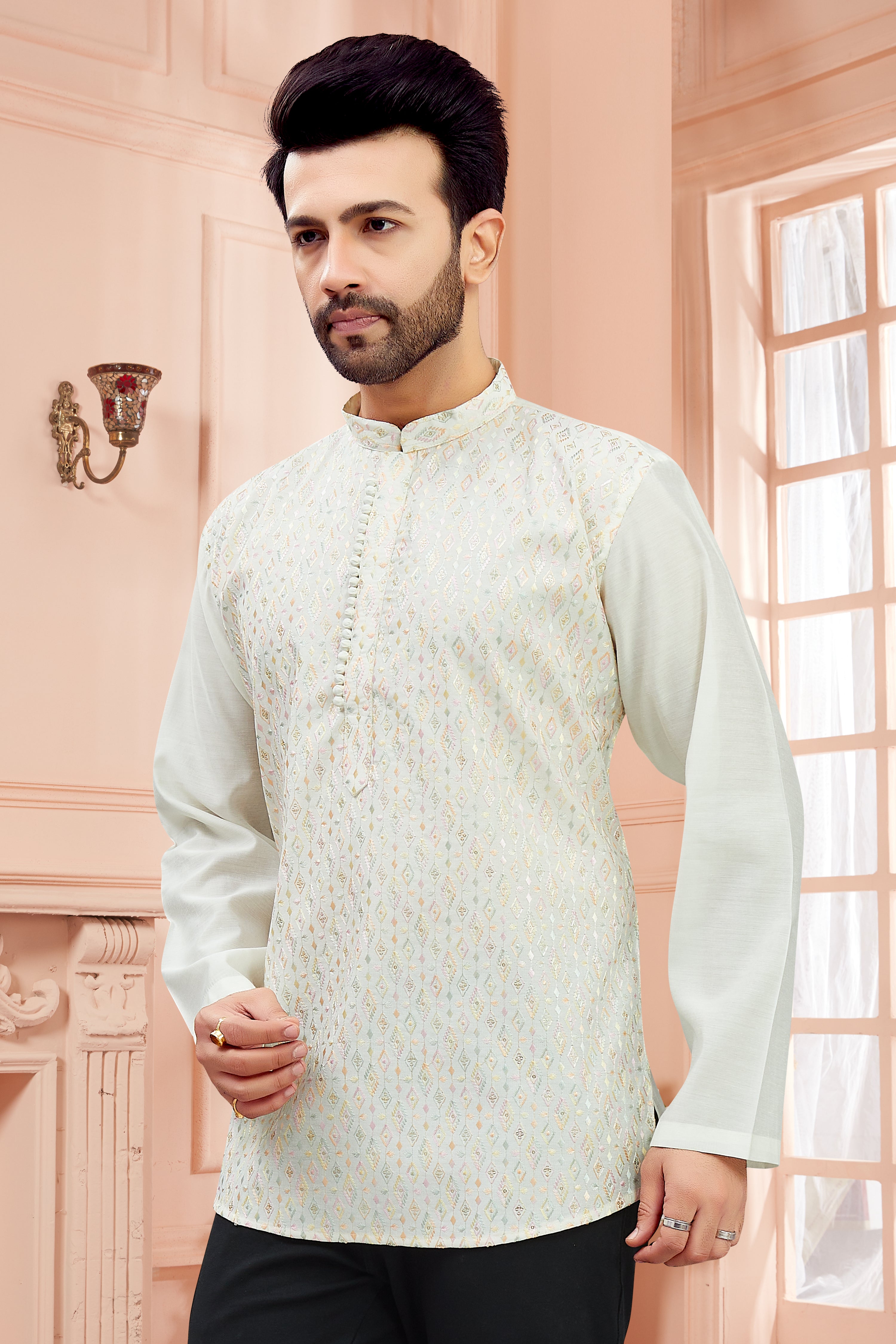 Mens Embroidered Kurta - Roop Darshan
