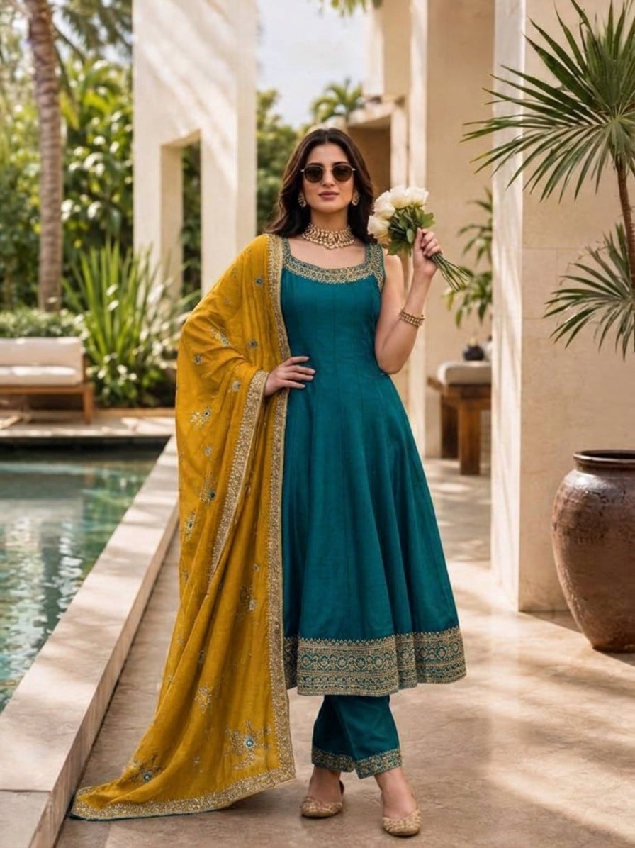 Kanan Silk Anarkali Suit - Roop Darshan