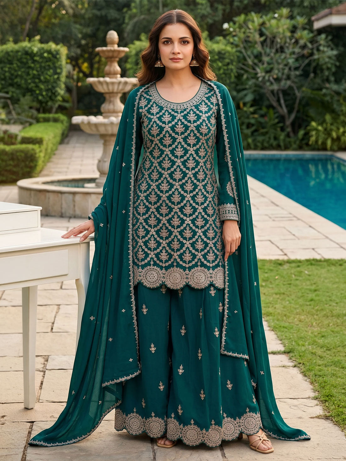 Bani Silk Straight Palazzo Suit