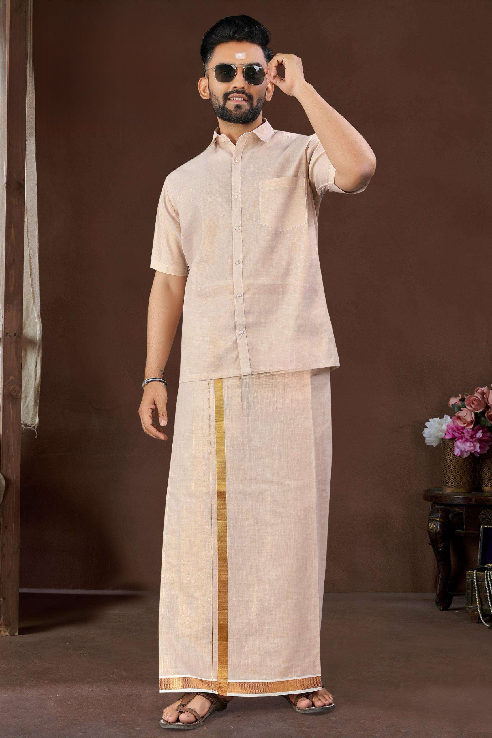Mens Silk Dhoti Set - Roop Darshan