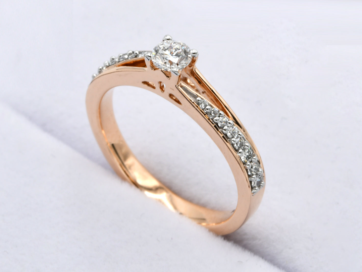 18ct Rose Gold 0.349ct Vintage Diamond Ring - Roop Darshan