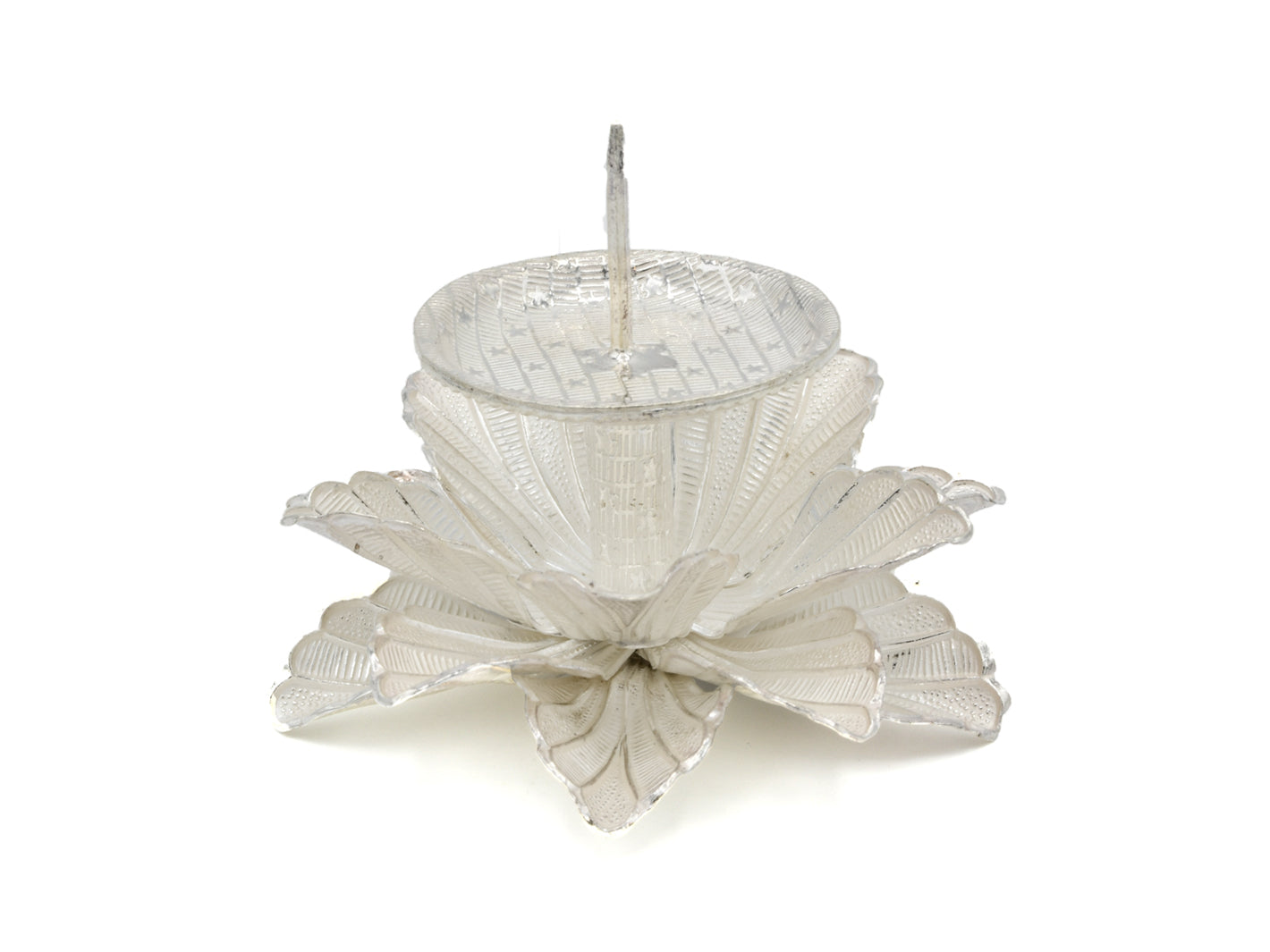 Silver Flower Candle Stand - Roop Darshan