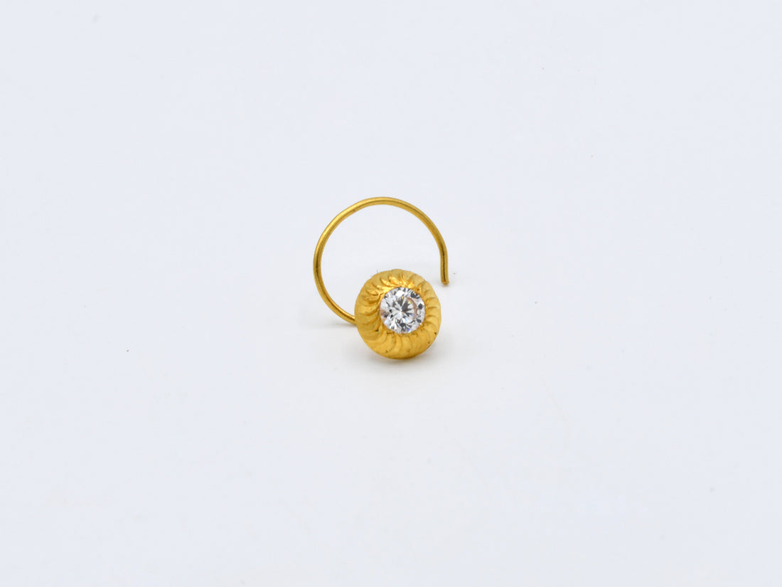 22ct Gold CZ Nose Pin - 4.5 mm - Roop Darshan