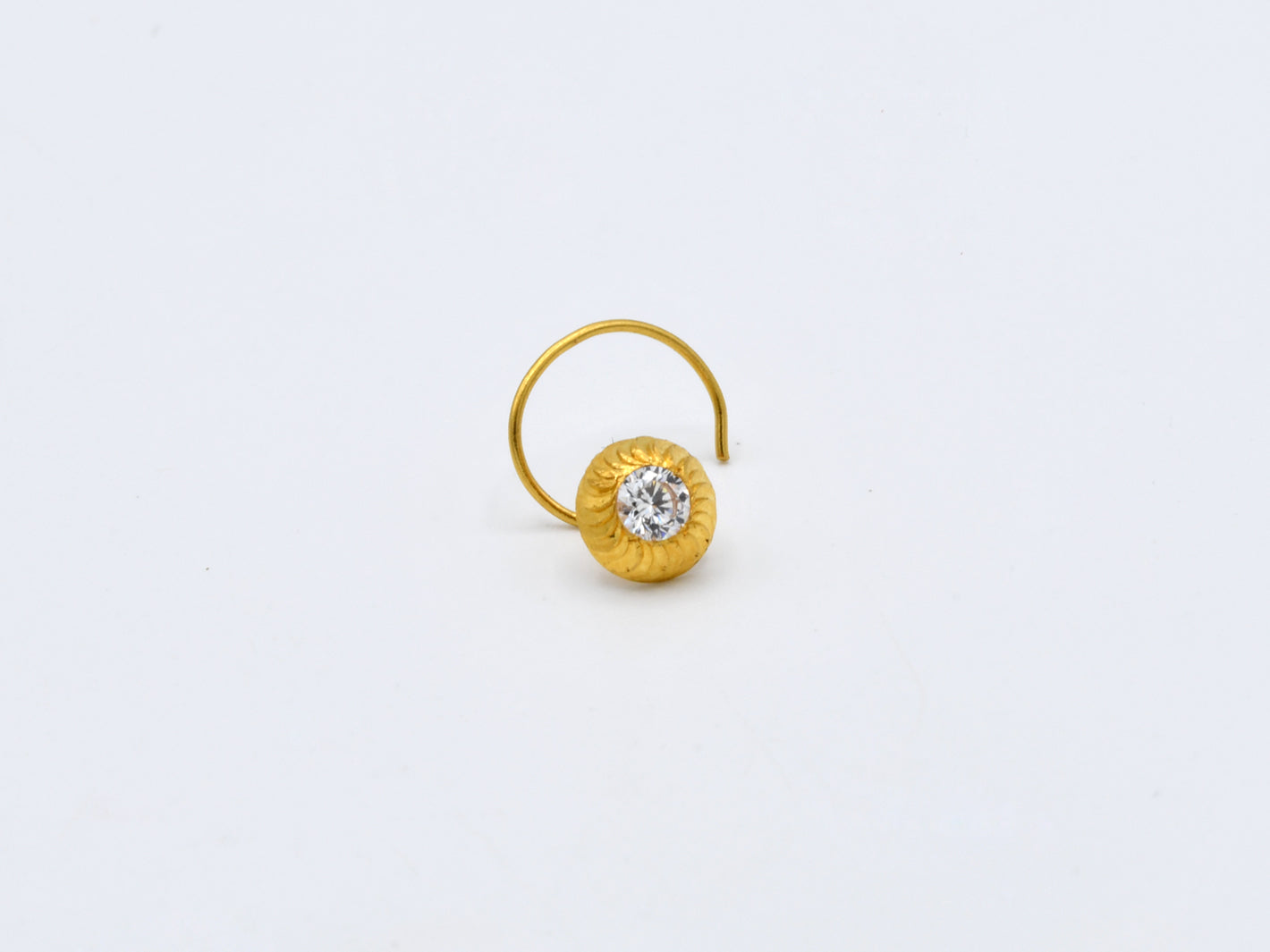 22ct Gold CZ Nose Pin - 5 mm - Roop Darshan