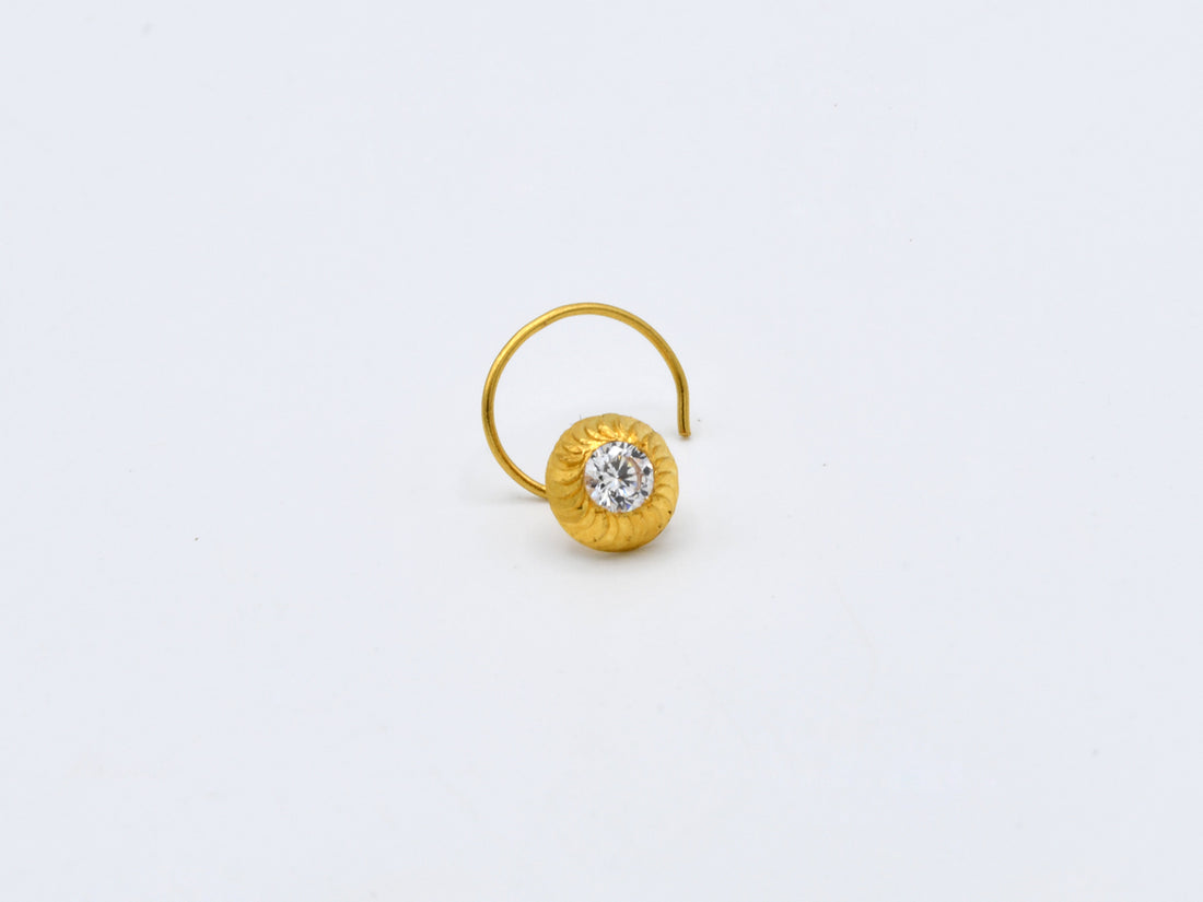 22ct Gold CZ Nose Pin - 5 mm - Roop Darshan