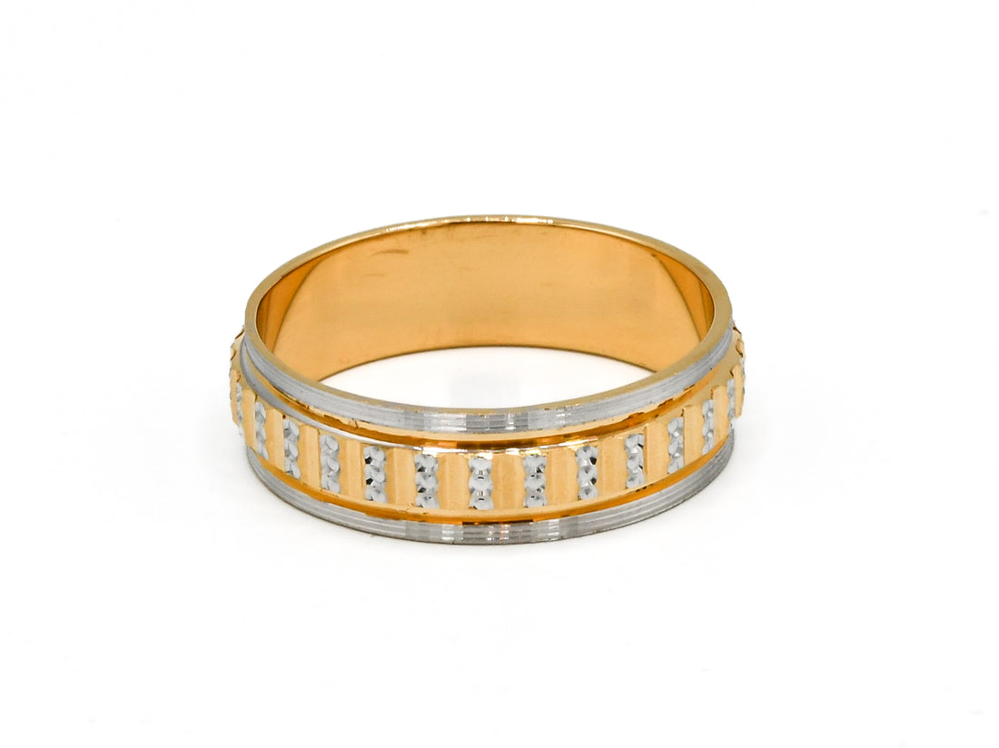 22ct Gold Two Tone Band Ring - Roop Darshan