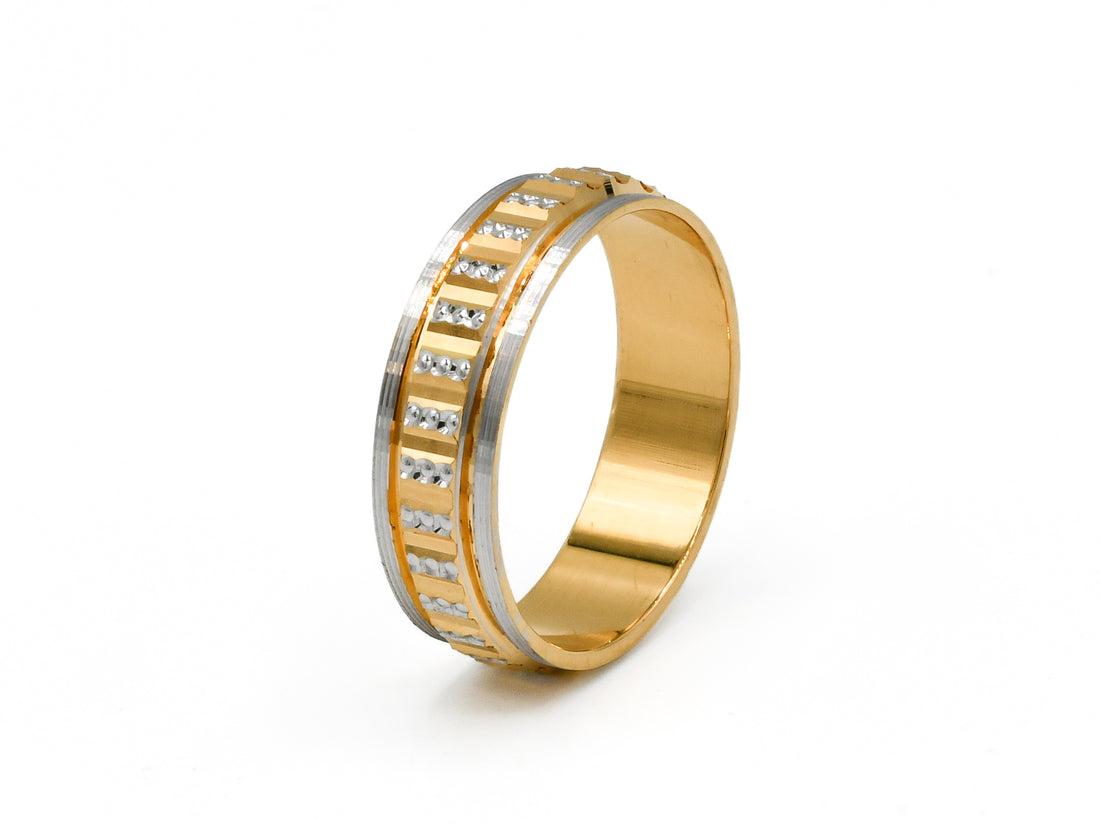 22ct Gold Two Tone Band Ring - Roop Darshan