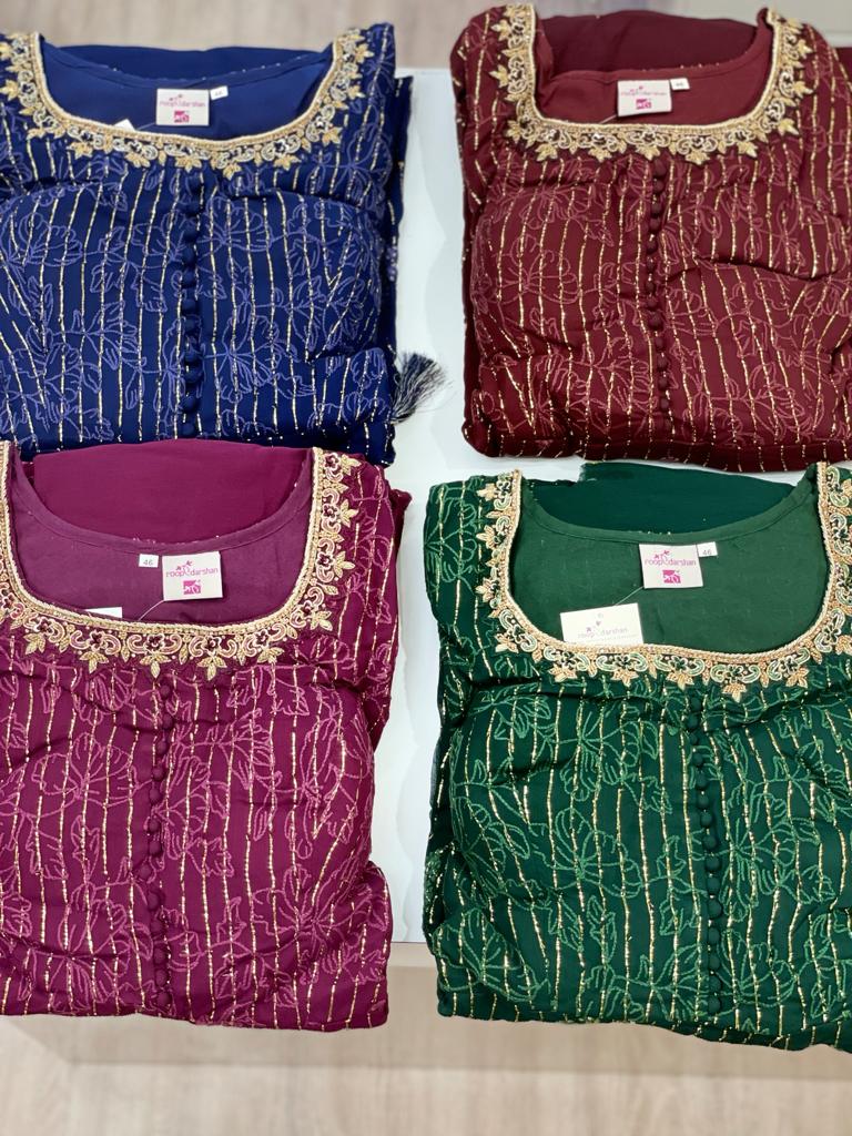 Zarah Georgette Stone Tiki Work Sharara Suit - Roop Darshan