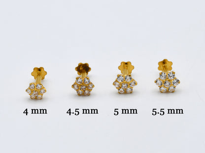 22ct Gold CZ Nose Pin - 4 mm - Roop Darshan